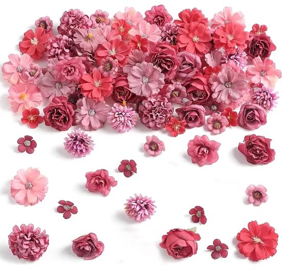 Kraftverdia Kunstmatige Rozen – 80 Stuks – 4 cm Zijde Kunstrozen – DIY Decoratie, Kransen Maken, Bruiloft & Tafel Decoratie – Nep Rozen – Rood
