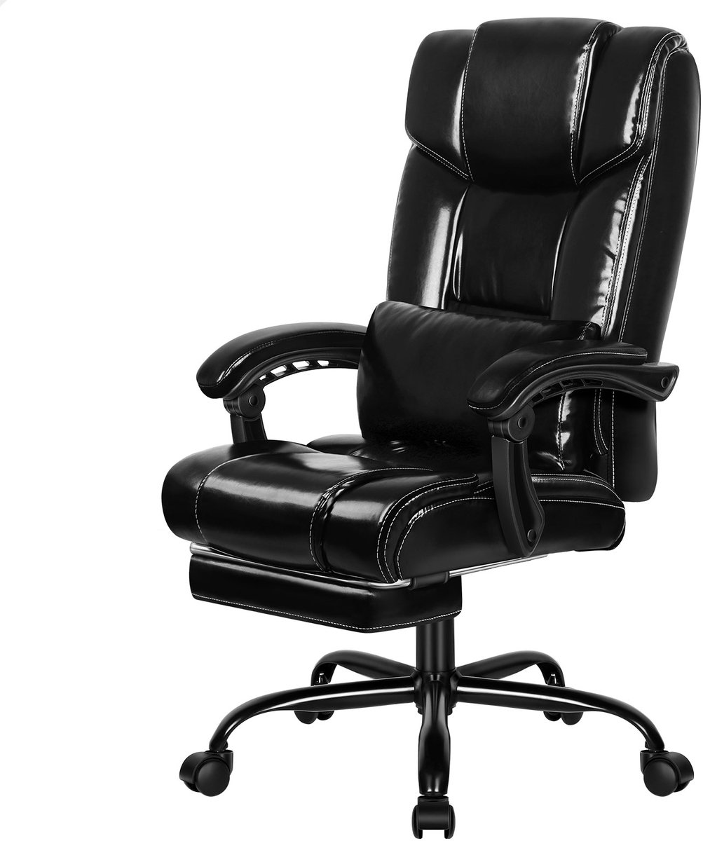 ALFORDSON bureaustoel met voetsteun en XL-lendenkussen, 150° kantelbaar, zwart