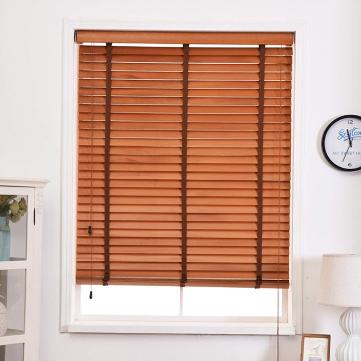 Houten Jaloezieën - Raambekleding - Privacy en Zonwering - Natuurlijk Houtmateriaal - 120 x 260 cm - Bruin