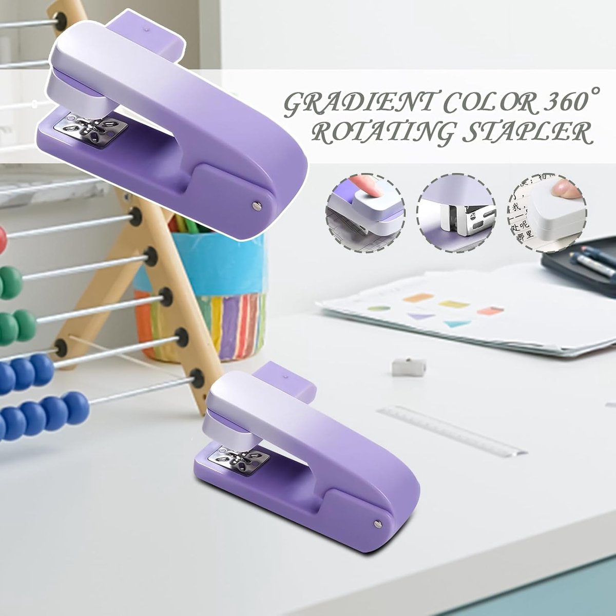Roterende Nietmachine - Boeknietmachine Kantoor - Brochures Documenten Printen - Roestvrij Staal Constructie - 12cm Lengte - Purper