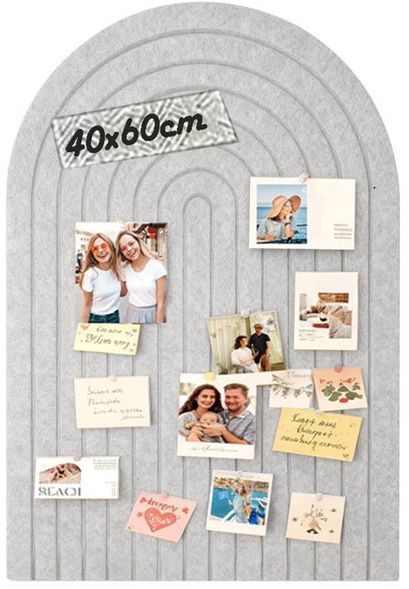 Prikbord van vilt met zelfklevende achterkant, groot - 40x60cm - Decoratief prikbord van vilt voor de kinderkamer - Opvouwbaar memobord van vilt voor thuis en op kantoor - Licht camel