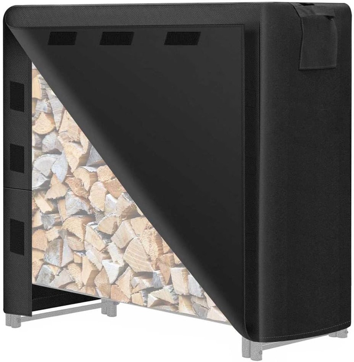 Brandhout Rekhoes - Log Houder Cover - Buiten Opslag - Waterdicht 600D Oxford - 4ft - Zwart