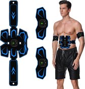 EMS Buikspiertrainer 3-delige Set - Elektrische Buiktrainer - Spierstimulator USB Oplaadbaar -Ab trainer - Spierstimulator - Digitaal Display - 6 Modi en 19 Intensiteitsniveaus - Blauw
