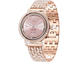 Knobbout 1.27" (3,2 cm) Smartwatch met Fonkelende Strass Steentjes – Luxe Design | Bellen via Bluetooth | Hartslag, Bloeddruk & SpO2 | IP67 Waterdicht | BT 5.3 | HD Scherm -Goud