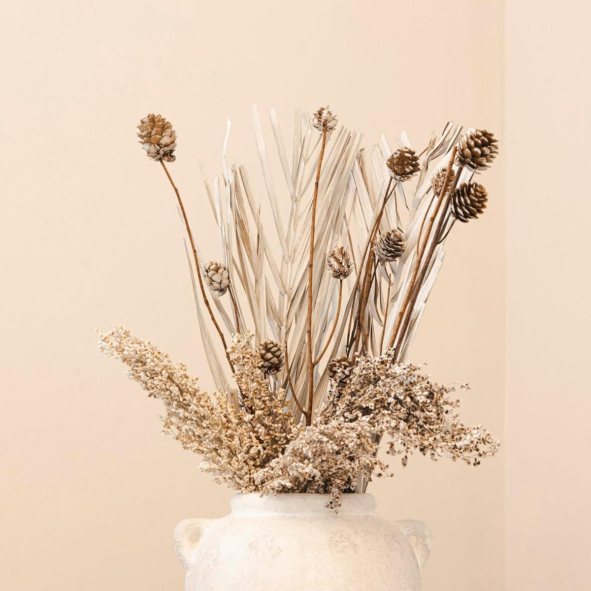 Gedroogde Bloemen Decoratie - Kunstbladeren Twijgen - Vaas Tafeldecoratie - Slijtvaste Bedrade Stelen - 18 cm Hoog - Wit