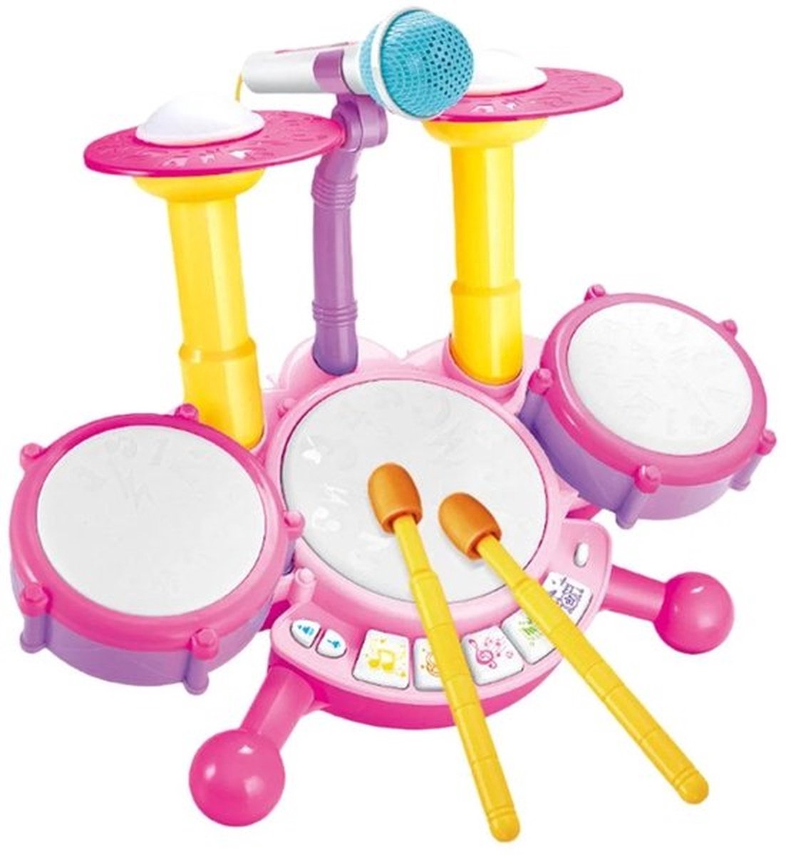 Drumset voor jongens en meisjes met 2 drumstokken en 1 microfoon Creatief speelgoed Drum muziekinstrument cadeau Muziekinstrument (roze)