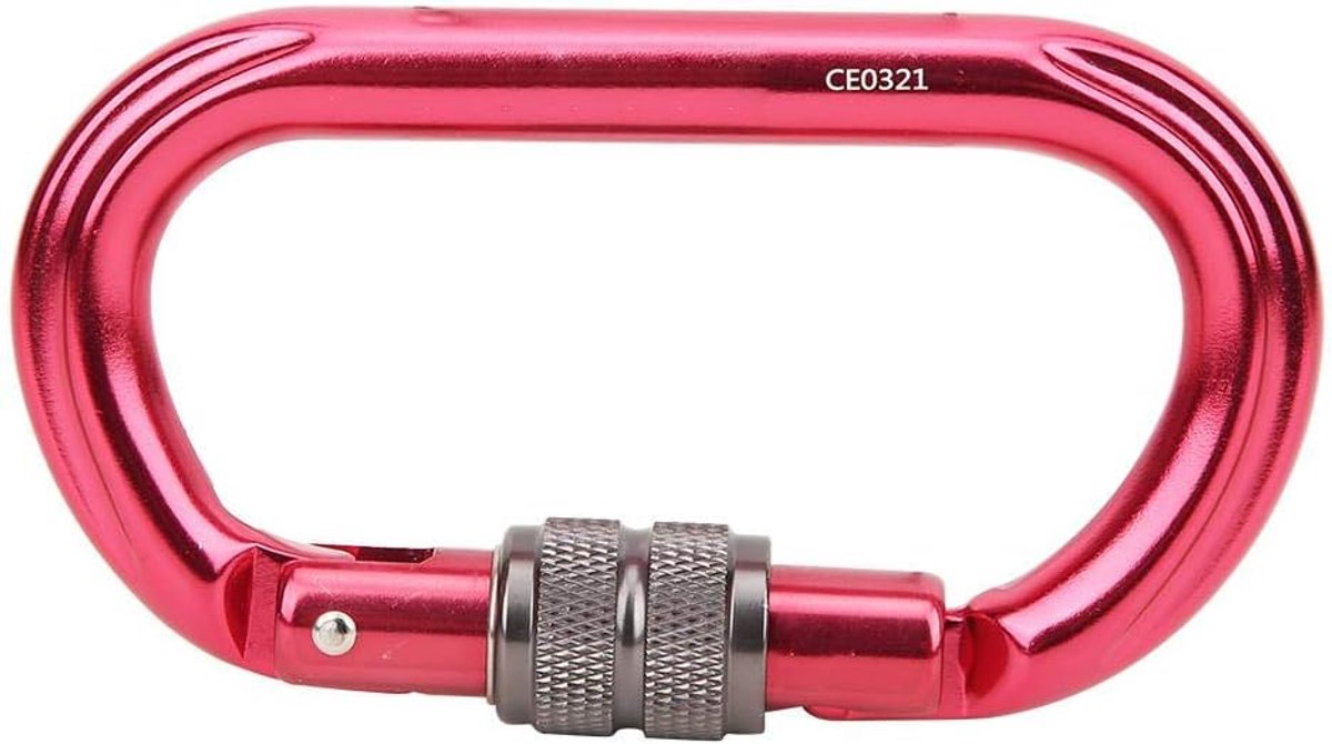 O Type Carabiner - Klimhaak Veiligheidshaken - Outdoor Klimmen - 25KN Sterkte - 83g Gewicht - Rood