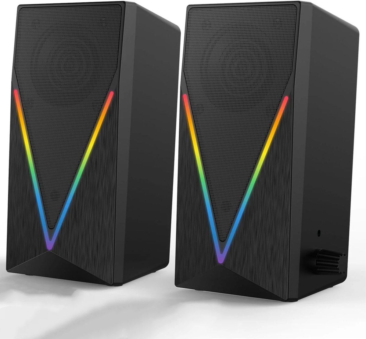 Desktop gaming speakers met 6 RGB kleuren – koptelefoonaansluiting – sterke bas en volumeregeling – USB en 3,5mm AUX voor PC-laptop-tablet en telefoon