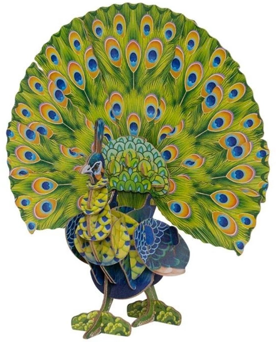 MakeBug, 3D Modelbouwpakket, Voices of Nature, Pauw/Green Peafowl, MB-D-0016, 8x15x16cm