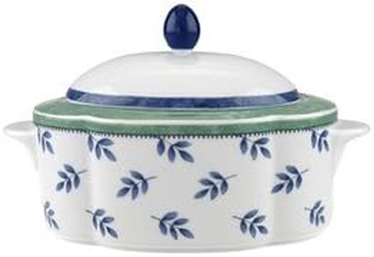 Serveerkom met deksel - Schaal met deksel - Eten serveren - Vaatwasserbestendig magnetronbestendig - 2 liter - Wit blauw groen