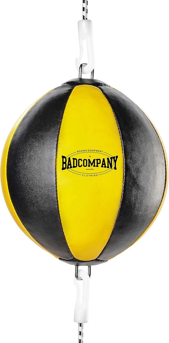 Boxbal Dubbel - Reflexbal Training - Boksen Armen - Duurzaam Kunstleer - 25 cm Diameter - Geel