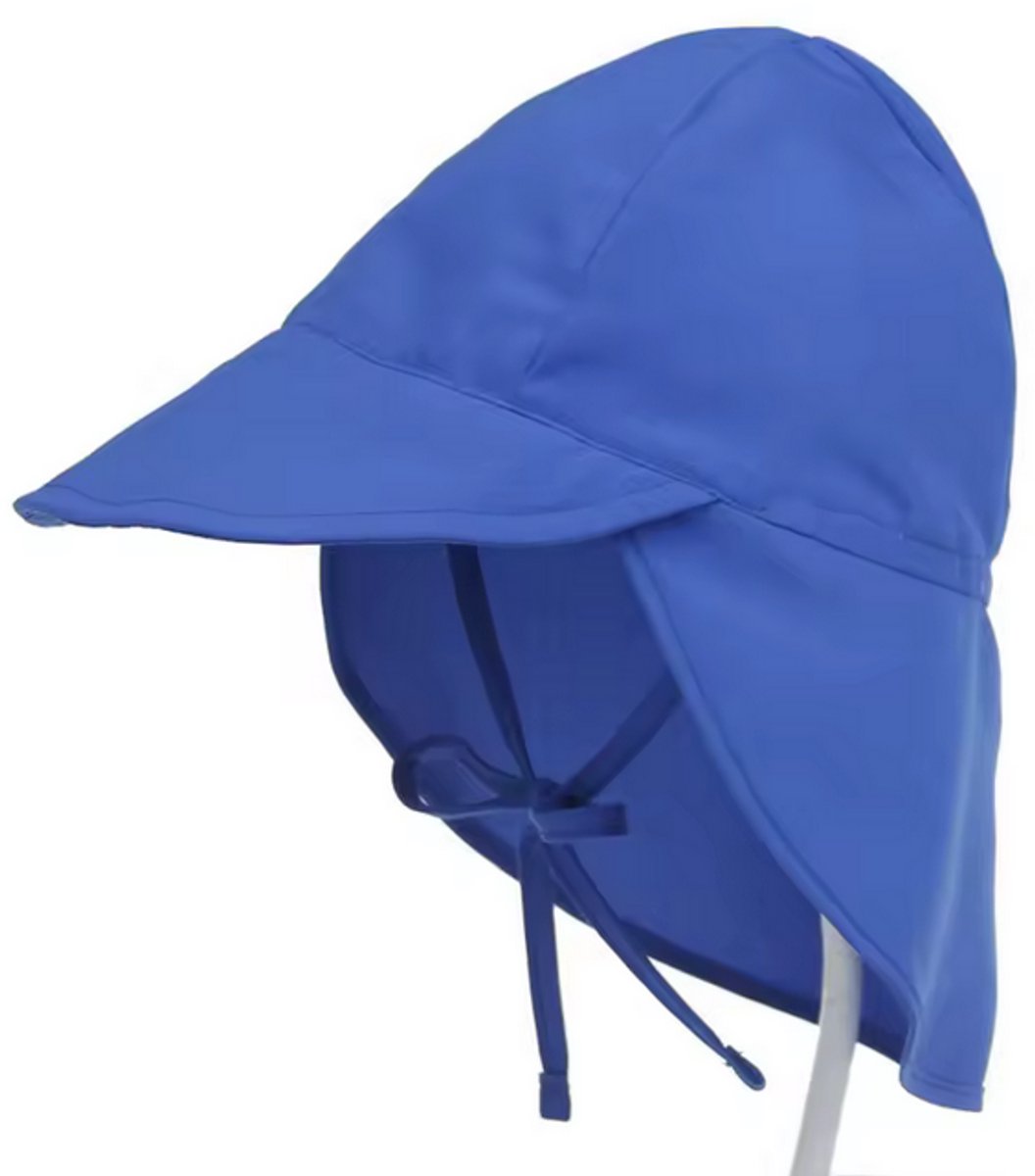 ZOETTT Zonnehoed met nekflap - Blauw - 2-5 jaar - Strandhoedje - Zomer Accessoire - Zomerhoedje met strikbandje - zonneklep - berschrming UV