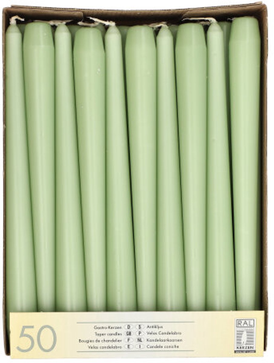 2x 50 Kandelaarkaarsen Ø 22 cm · 25 cm jade groen