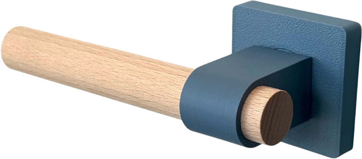 Home 3D® - Deurklink Blauw – Vierkant Rozet – Beukenhout – Voor Binnendeur / Interieurdeur – Gemakkelijk te monteren – Stijlvolle deurkruk