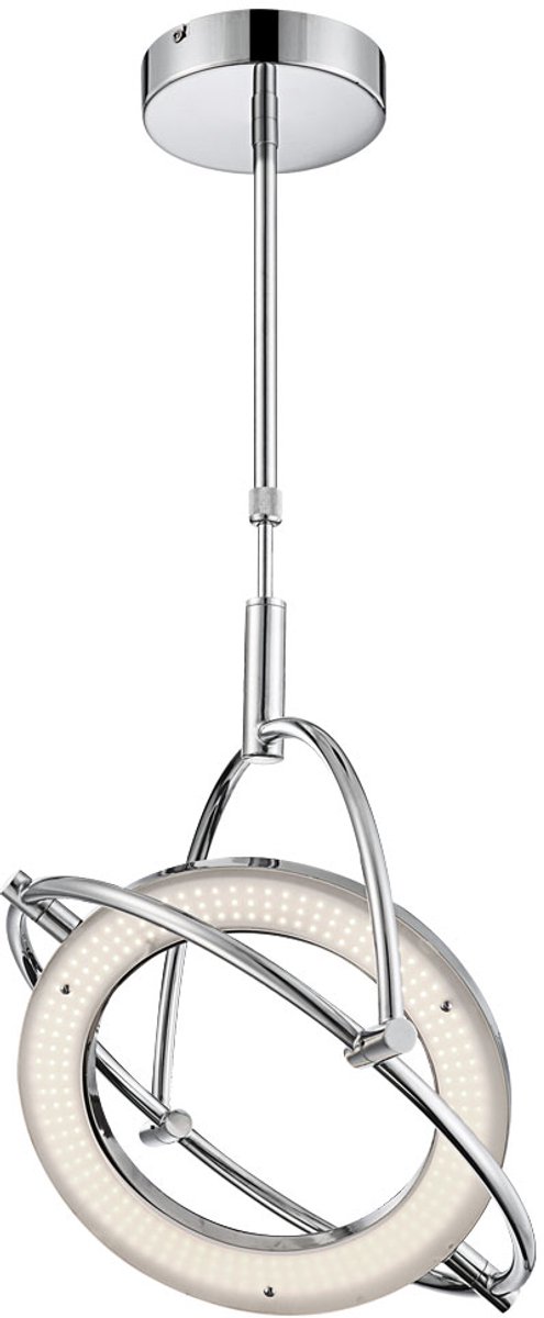 LED hanglamp pendel eettafel lamp design lamp chroom woonkamer lamp, ring beweegbaar, 24W 1800lm neutraal wit, LxH 43,5x96 cm