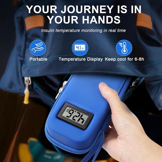 Insuline Koeltas - Diabetes Koeltas met 2 Ijspacks - Om Medicijnen Koud Te Houden - met Thermometer en Temperatuurweergave - Draagbare Koeltas - voor Dagelijks Gebruik en Reizen - Isolerende Insuline Etui voor op Reis - Groen van Merkloos — afbeelding 3