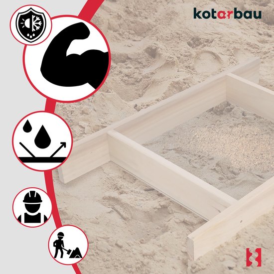 KOTARBAU® Grondzeef, Bouwzeef, 3 x 3 mm, Staal + Hout, 80x50 cm, Zandzeef, Zwart Natuurlijk, Tuinzeef, Grote Grondzeef, Compostzeef, voor Aarde en Stenen van Merkloos	 — afbeelding 5
