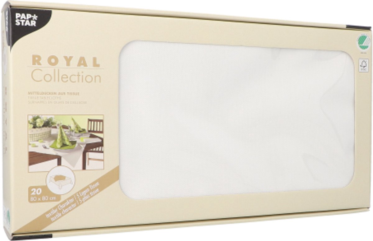 5x 20 Napperon Tissue ROYAL Collection 80 cm x 80 cm wit