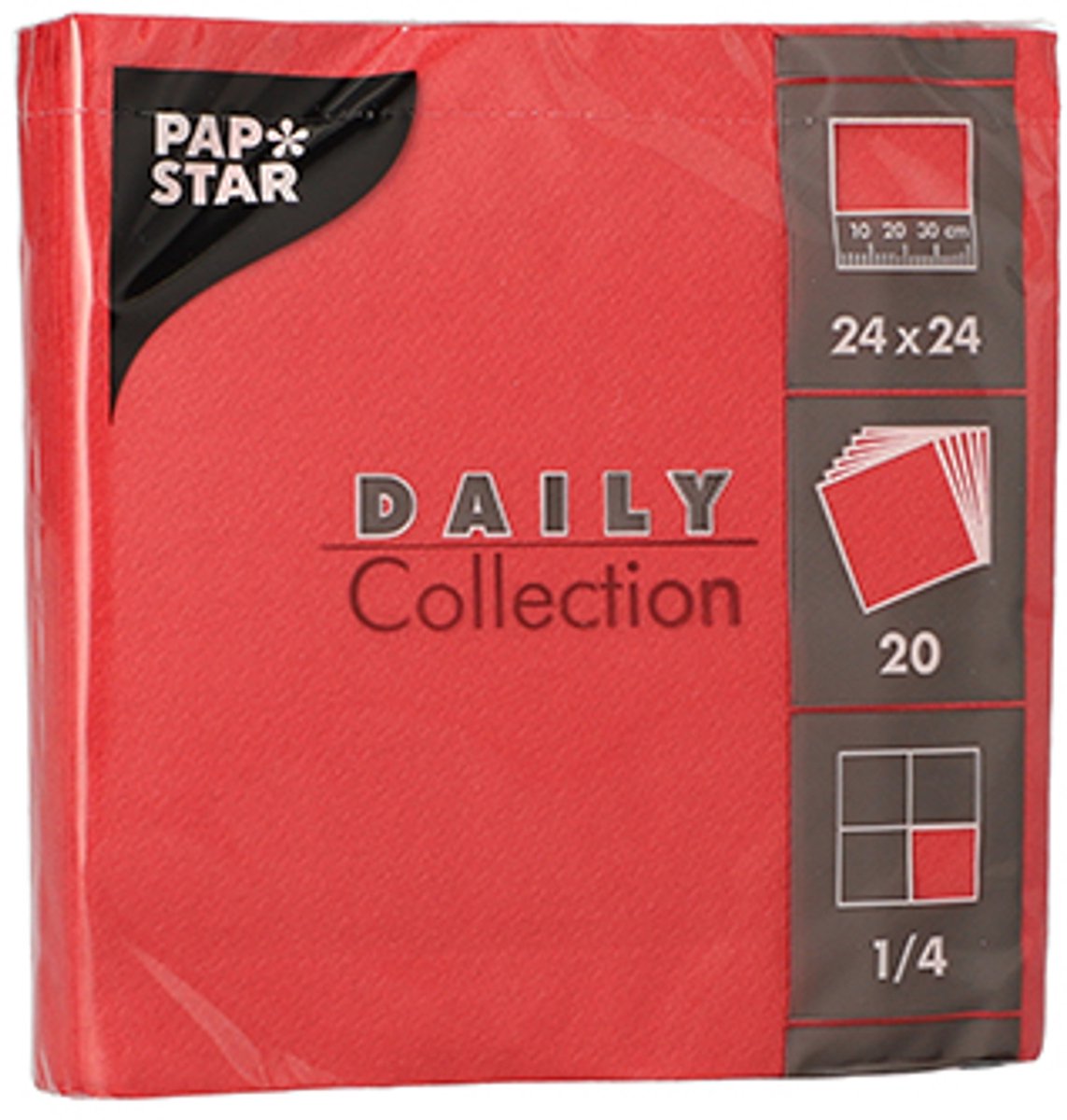 20x 20 Servetten DAILY Collection 1/4 vouw 24 cm x 24 cm rood
