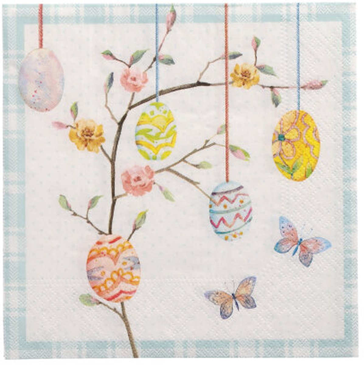 15x 20 Servetten 3-laags 1/4 vouw 33 cm x 33 cm Easter Branch