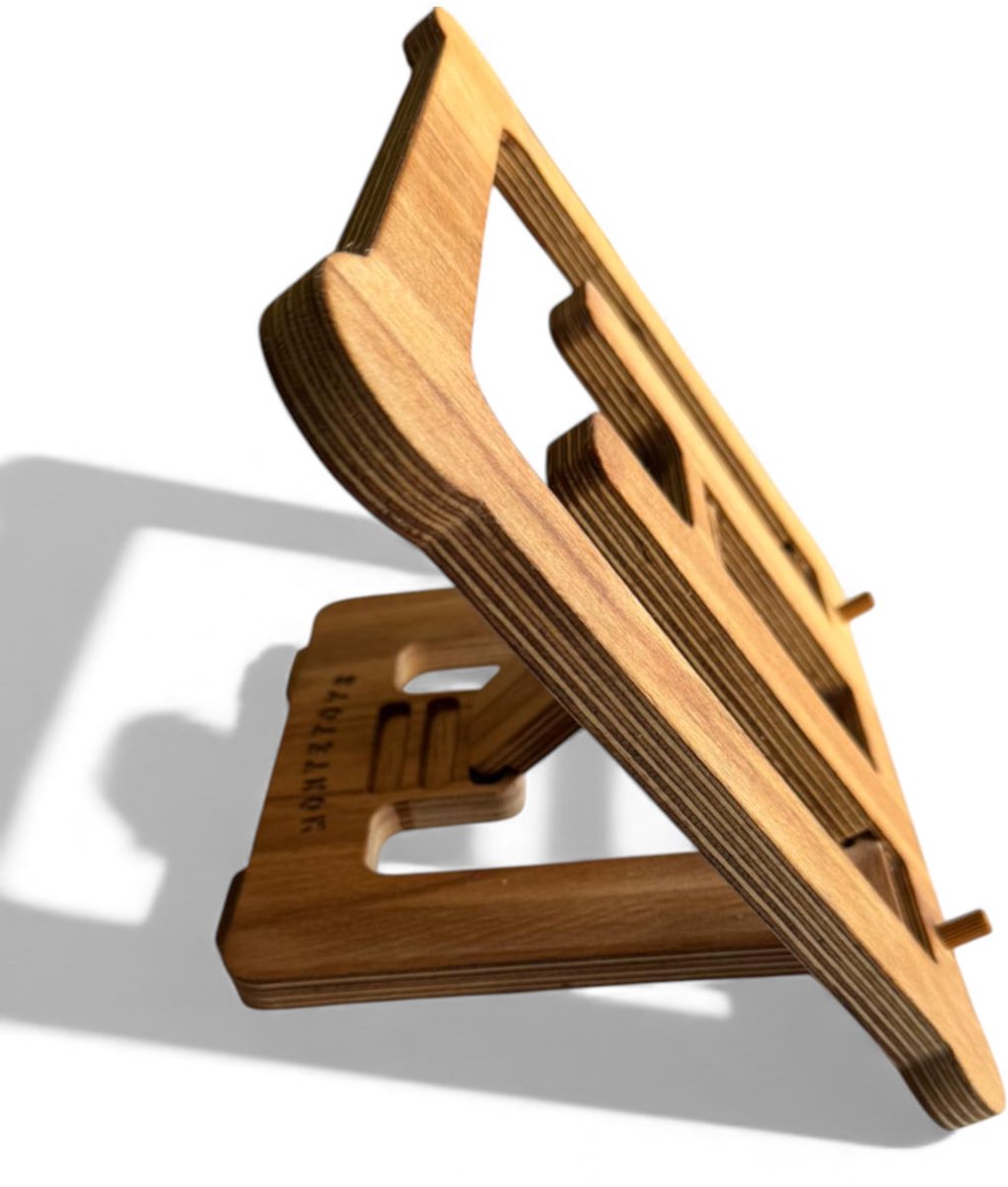 Houten Laptopstandaard & Tablethouder | 3 Standen | Duurzaam Hout | Compact & Draagbaar
