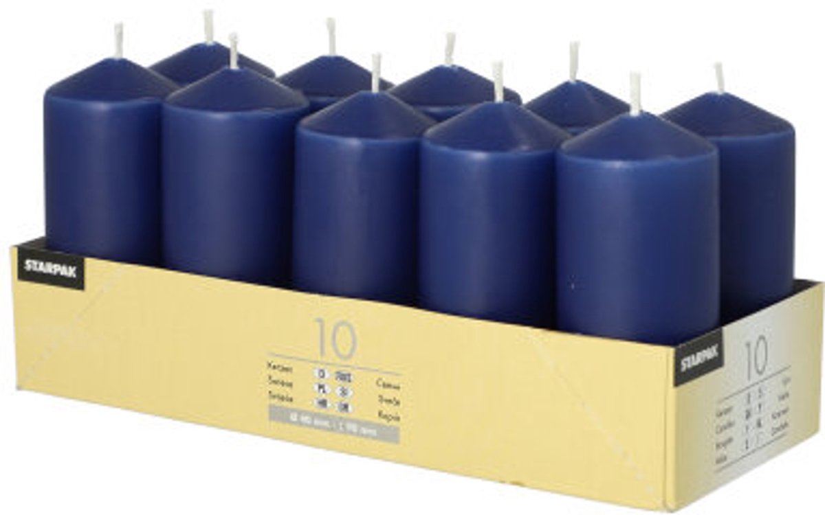4x 10 Stompkaarsen Ø 40 mm · 90 mm donkerblauw
