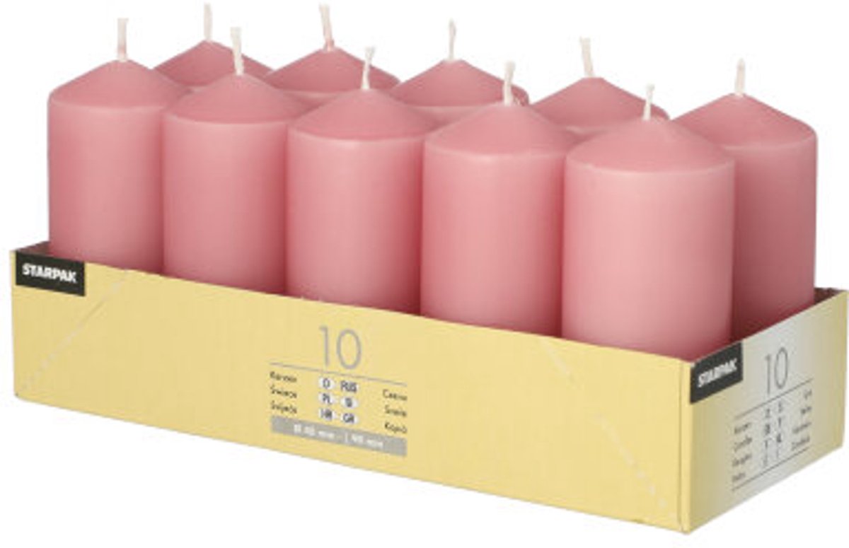 4x 10 Stompkaarsen Ø 40 mm · 90 mm oudroze
