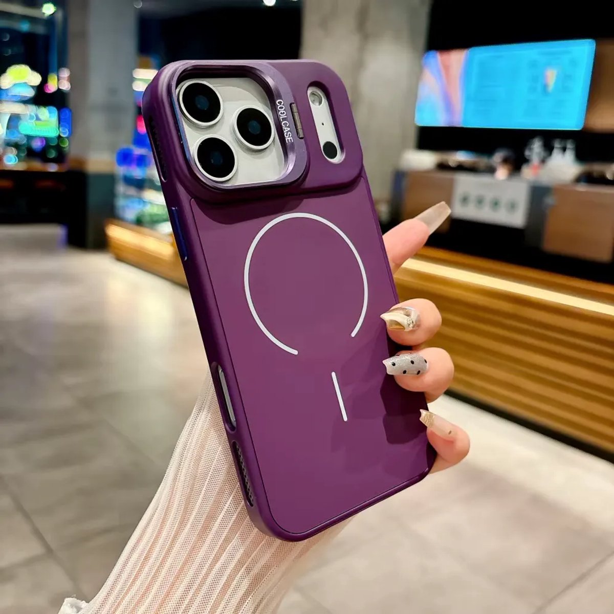 MagSafe Case met Lensbescherming & Standaardfunctie Paars - Hoesje Geschikt voor: iPhone 17