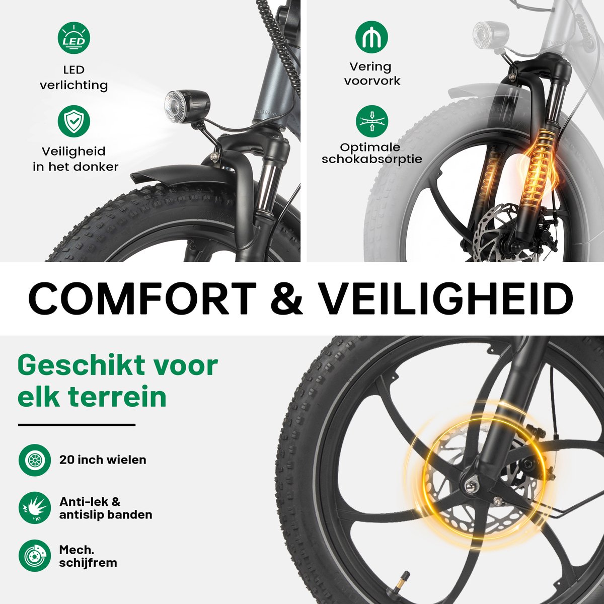 Maxtron MULE Elektrische Fiets – Opvouwbare E-bike – 960Wh Lithium Accu – Actieradius tot 70 km – 20×3.0 inch Banden – 7 Versnellingen – Mechanische Schijfremmen – Stadsfiets – Max. Belastbaar tot 120 kg – Grijs thumbnail 4