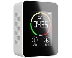 carmdering - Luchtkwaliteitsmeter - binnen -CO2 meter - Koolstofdioxidedetector - Koolstofdioxide - Thermometer - Met digitaal display - Temperatuur - Luchtvochtigheid - Zwart