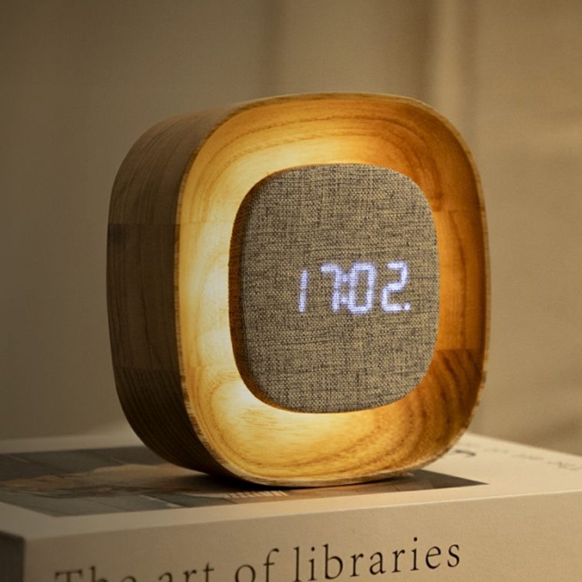 Gingko - Lumos Clock Squarel White Ash - wekker