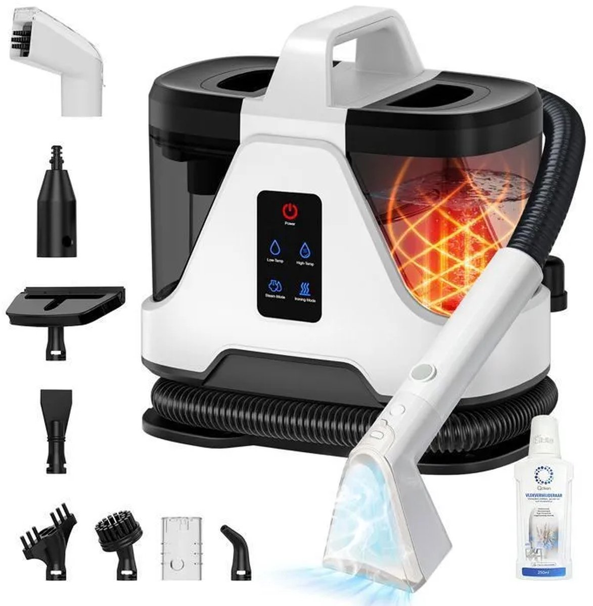 MAGICFOX Tapijtreiniger -Stoffen bankreiniger - 1700W stoomreiniger - Shampoo met veelzijdige accessoires - 1850ml tank - 5m snoer-Zetelreiniger-Wit