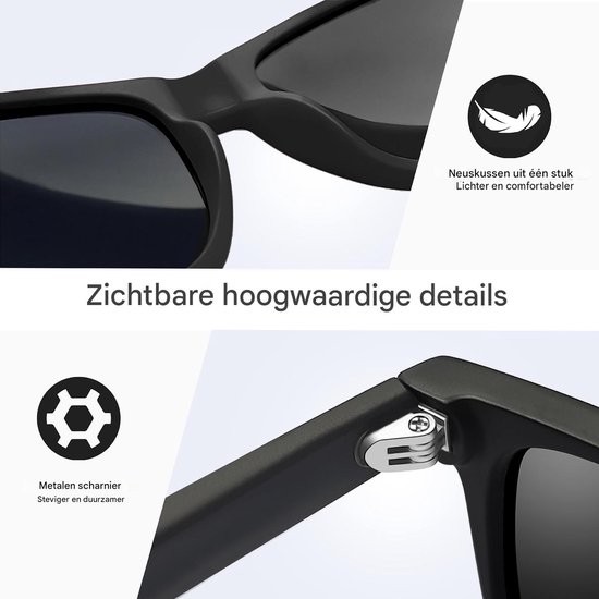 carmdering - Vierkante Zonnebril - Vierkante Sunglasses - Designer Zonnescherm - Polariserende Lenzen - UV400 Bescherming - Hars Materiaal - Uniek Ontwerp - Lichtgewicht Draagcomfort - 1 Stuk van carmdering — afbeelding 2