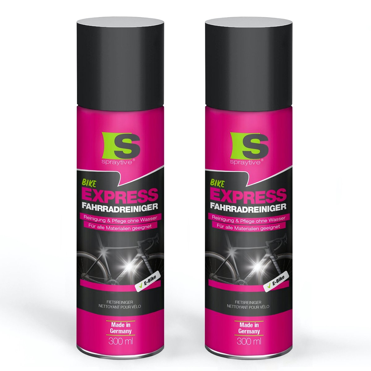 Spraytive 2x 300ml fietsreiniger zonder water – snelle reiniging met waxbescherming voor frame, velgen en onderdelen – geeft glans en beschermt