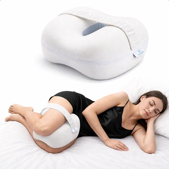 Beenkussen Zijslaper – Drukverlichting onderrug, heup & knie – Traagschuim vormvast met elastische band – Kniekussen voor in bed zijslaapkussen volwassenen – Douzle