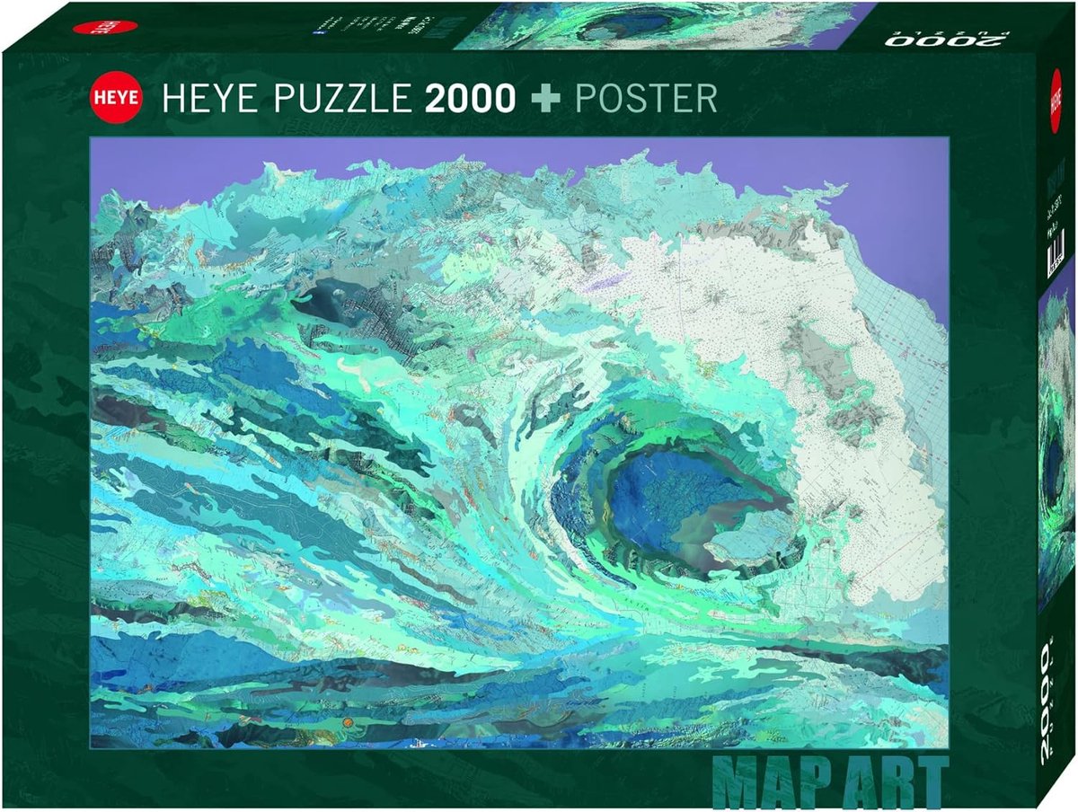 Golf Kaart Puzzel - Legpuzzel Oceaan - Creatief Denken - Gemaakt van Landkaarten - 97x69 cm - Zilver