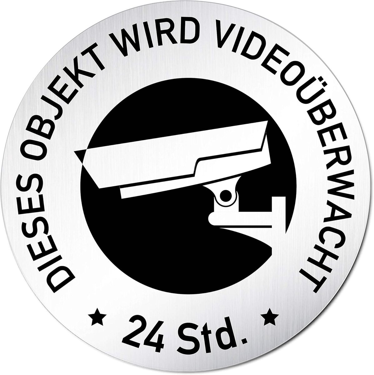 Waarschuwingsbord - Bewaking - Veiligheid - Geanodiseerd Aluminium - 100 mm Rond - Mat Zwart