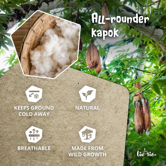 Klapmatras Kapok - Gastenmatras Plooibaar - Kamperen Yoga - Natuurlijke Vulling - 200x80x8cm - Rood Olifant — afbeelding 3