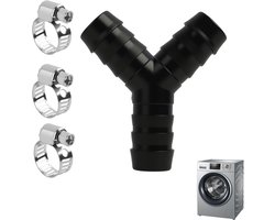 Y-distributor - 2 manieren - aansluiting voor wasmachine - 2-way Y-distributor - voor afvoerpijpen - geschikt voor wasmachines en vaatwassers - inclusief 3 klemnippels - diameter 19 mm