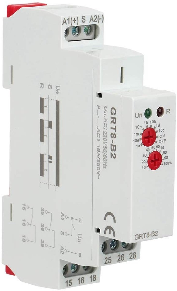 Shopcentral - Time Relay - Mini Tijdrelais - Automatische bediening - GRT8-B2 - Geschikt voor AC/DC 12-240V - Compact model