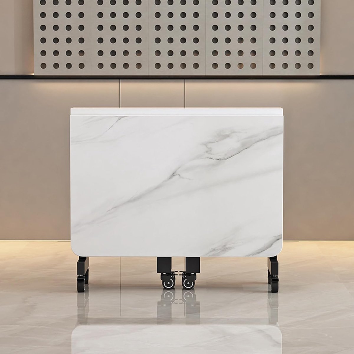 Uitschuifbare Eettafel 100x60 cm – Opvouwbare Keukentafel met Wielen – Ruimtebesparende Multifunctionele Eetkamertafel 2-6 Personen – Inklapbare Tafel voor Kleine Ruimtes – Vermissen