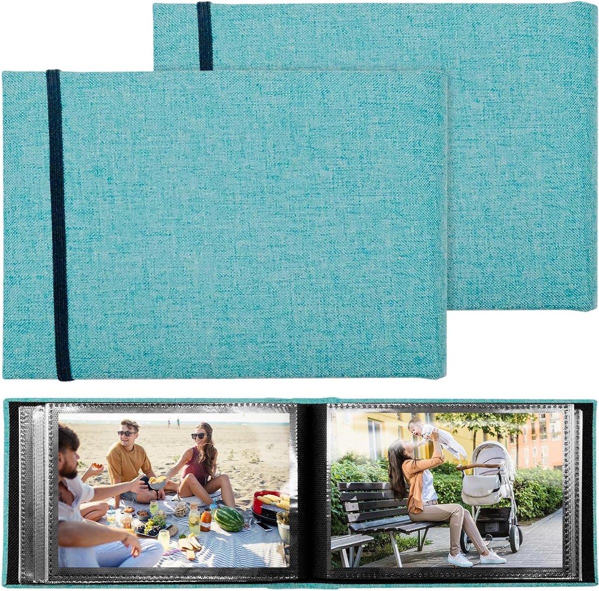 Kleine Fotoalbums voor 200 Foto's - Dubbelzijdige Linnen Hoezen, Mini Herinneringen, Ideaal voor Reis en Vakantie