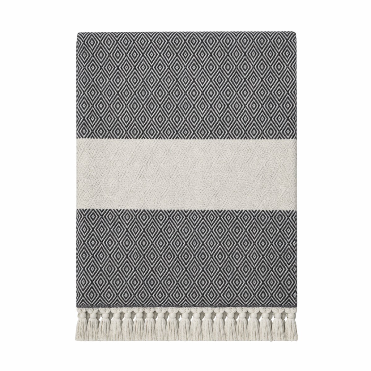 Hamamdoek, Strandlaken, 100x180 cm, 100% Katoen, 450 gr, Zacht en Sneldrogend, Sauna, Spa, Strand, Yoga, Luxe Hamamdoek, Diamond Design, Antraciet, Duurzaam, De Linde Home