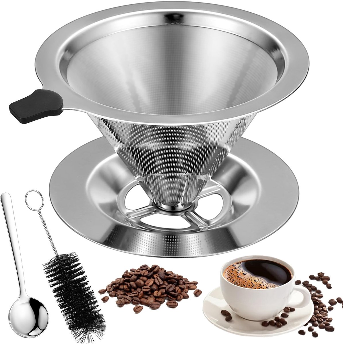 Allecto - Coffee Filter - Herbruikbaar - Hoogwaardige Permanent Handfilter - Voor Manueel Koffiezetten - Ideaal voor Koffieliefhebbers - Perfec...