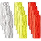 Autocollants réfléchissants 3 couleurs - 3x8cm - 12 pièces - Autocollants réfléchissants - Réflecteur de vélo - Tape - Réflecteurs de vélo - Réflecteur autocollant - Vélo cargo - Réflexion de camion
