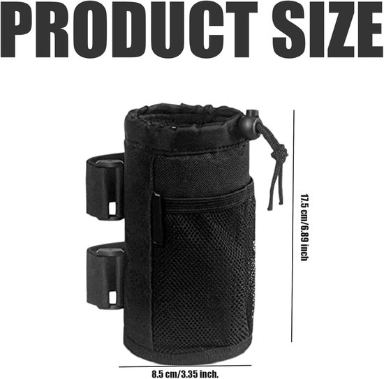 1 stuk - Fietsbidontas - Fietsbekerhouder - Bekerhouder voor op het fietsstuur - Bidonhouder voor op de fiets - Bekerhouder voor looprek - Met gaasvak - Zwart - 8,5*8,5*17,5 cm - Geschikt voor fietsen, scooters, looprekken en golfkarretjes — afbeelding 2