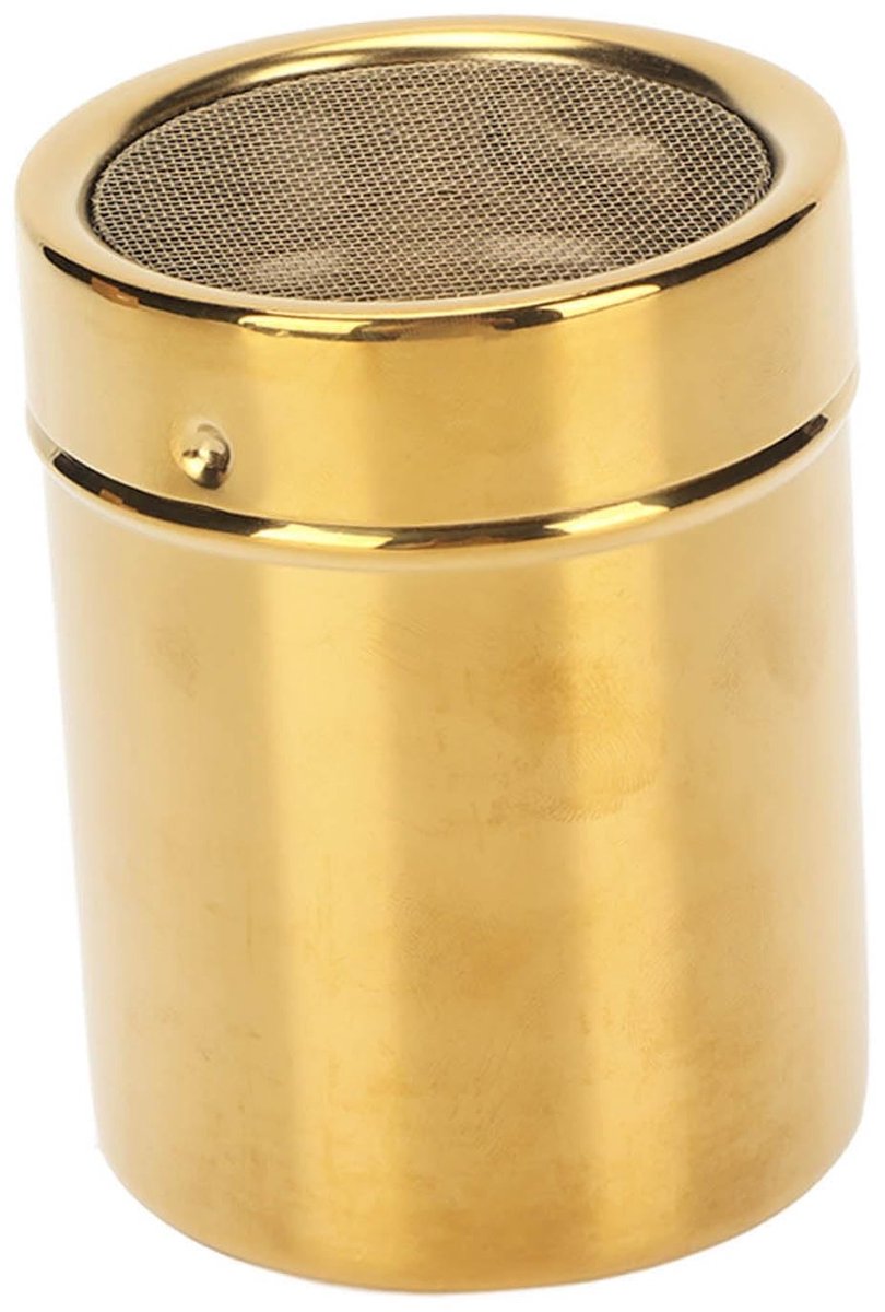 Allecto - Rvs Roestweerstand Poeder Shaker - Fijnmazig Suiker Duster - Goud - Keuken Benodigdheden - Perfect voor Bakken - Stijlvol Ontwerp