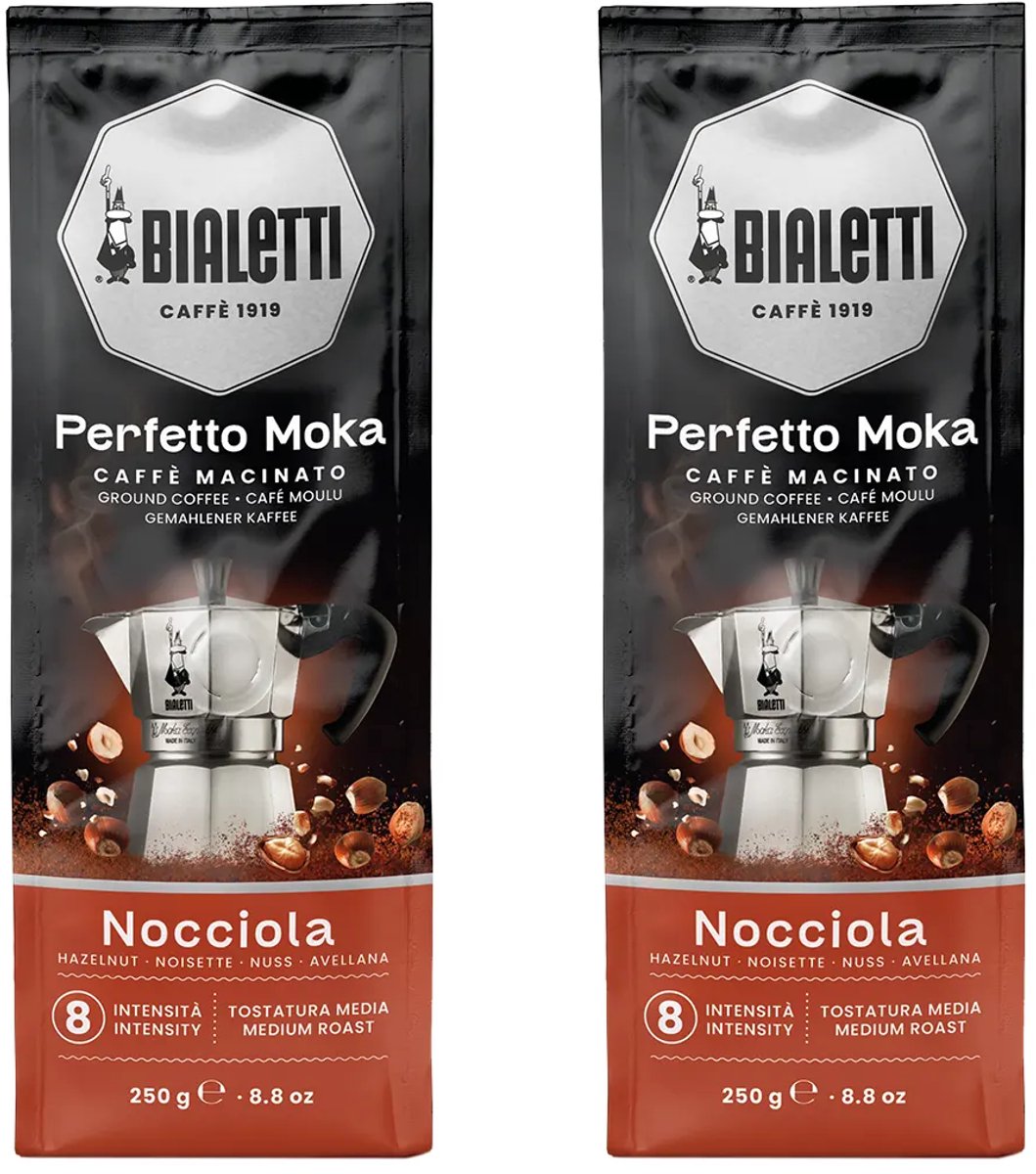 Bialetti Perfetto Moka Nocciola (Hazelnoot) gemalen koffie - 2 x 250 gram