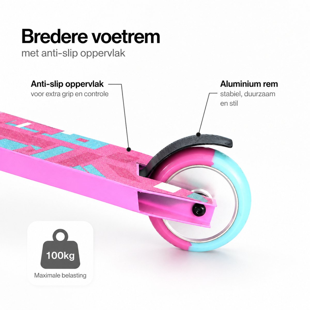 Suotu Stuntstep Professioneel - Step - 110mm - Speelgoed Jongens/Meisjes - Kinderstep - ABEC-9 - 100KG - Aluminium - Blauw/Roze — afbeelding 5