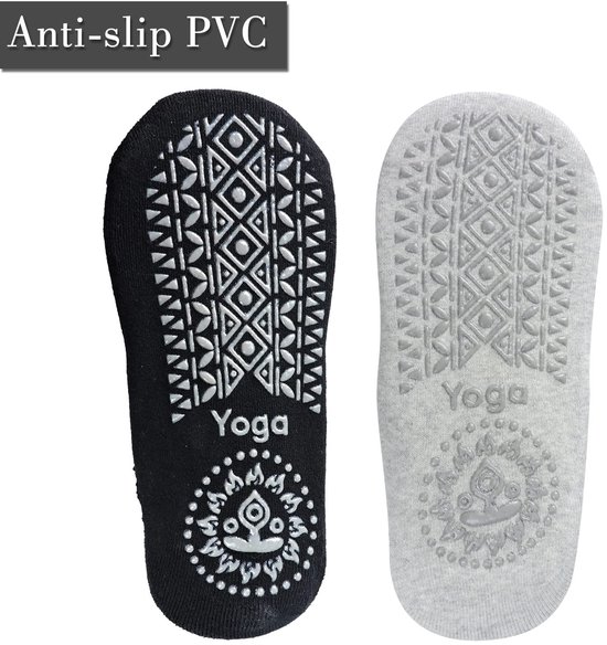 NTHProducts - Yoga sokken - Antislip sport sokken - Comfortabel en ademend - Zwart+grijs - Ideaal voor yoga en pilates - 2 paar voor dames en meisjes van Nthproducts — afbeelding 2